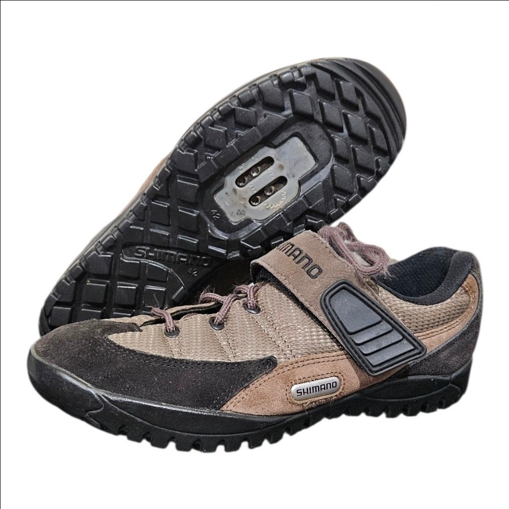 Shimano Mens Cycling Bike Shoes Brown Black SPD Cleat Size 8.5 SH-M038